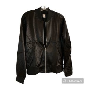 Satin Bomber Jacket - Medium - Black